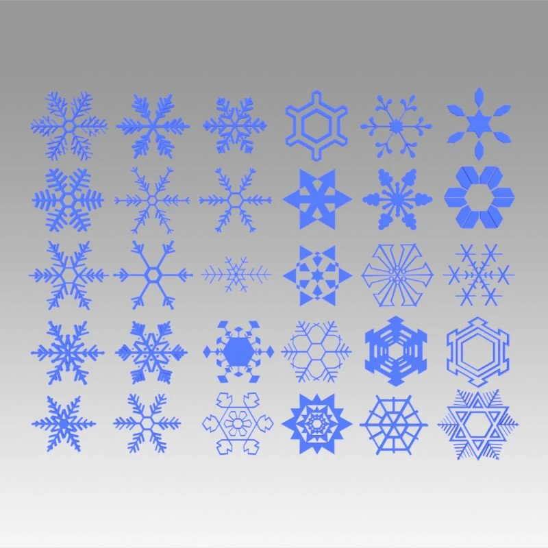 snowflakes set 3D Model .c4d .max .obj .3ds .fbx .stl .blend