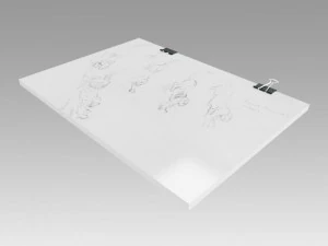 stack of paper with blinder clip 3D Model