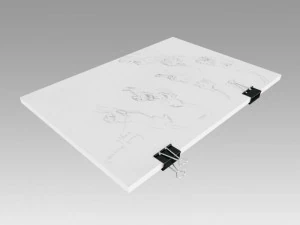 stack of paper with blinder clip 3D Model