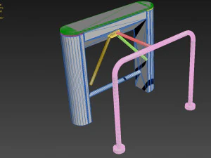 turnstile tripod trilock with pipe fencing 3D Model