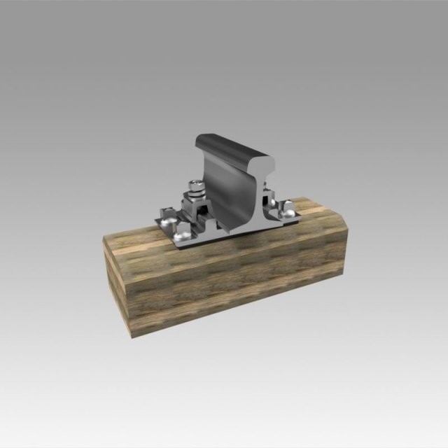 rail fastening of kb-65 with a wooden bar 3D Model .c4d .max .obj .3ds .fbx .stl .blend 