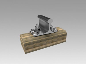 rail fastening of kb-65 with a wooden bar 3D 模型
