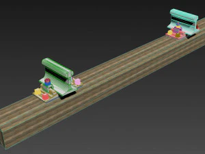 kb-65'in ahşap &ccedil;ubukla ray bağlantısı 3D Model