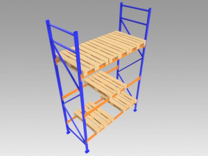 shelves with euro pallet 3D Modell