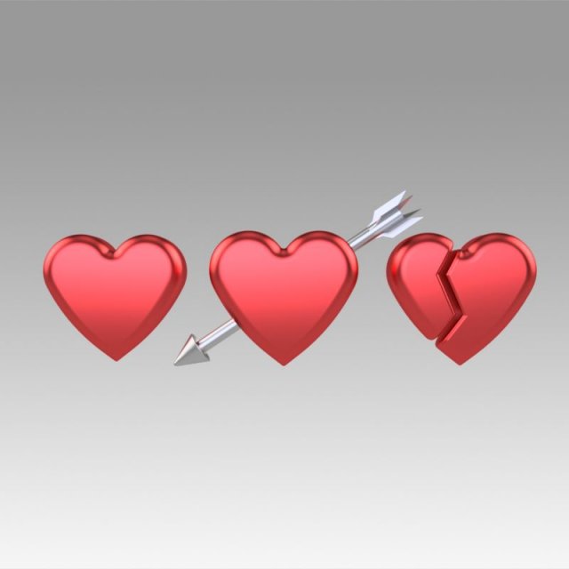 heart love set 3D Модель .c4d .max .obj .3ds .fbx .stl .blend 
