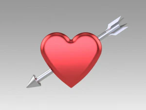 화살표가 있는 하트 3D 모델