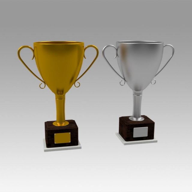 trophy set gold and silver Modelo 3D .c4d .max .obj .3ds .fbx .stl .blend 