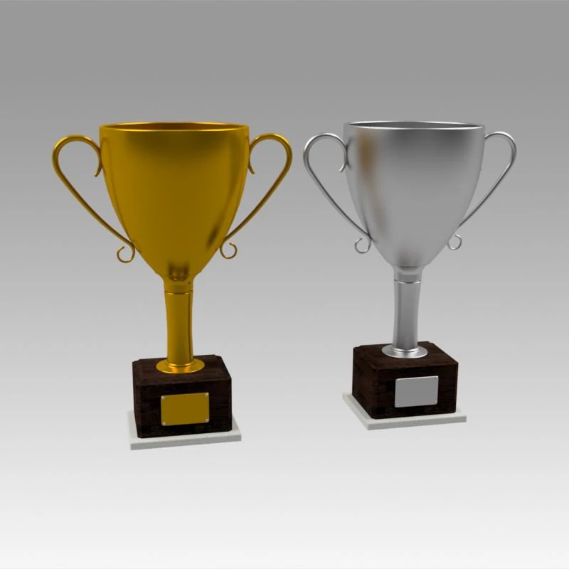 trophy set gold and silver 3D Model .c4d .max .obj .3ds .fbx .stl .blend 