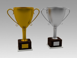 trophy set gold and silver 3D Model