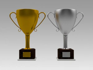 trophy set gold and silver 3D Model