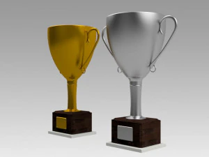trophy set gold and silver 3D Model