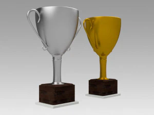 trophy set gold and silver 3D Model