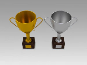 trophy set gold and silver 3D Model