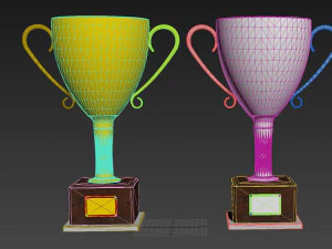 trophy set gold and silver 3D Model