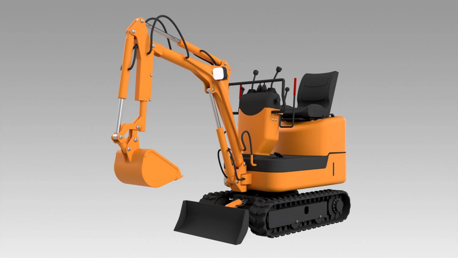 mini excavator 3D Model .c4d .max .obj .3ds .fbx .stl .blend 