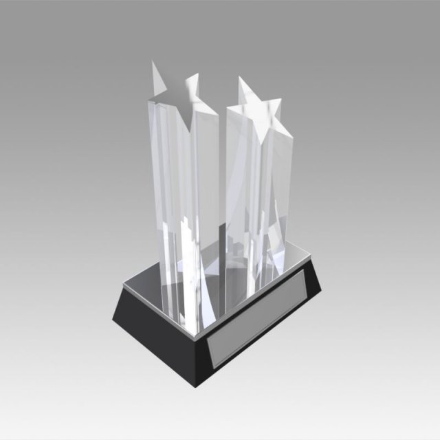 award figurine two star silver 3D Baskı Modeli .c4d .max .obj .3ds .fbx .stl .blend