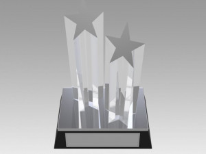 award figurine two star silver 3D Baskı Modeli