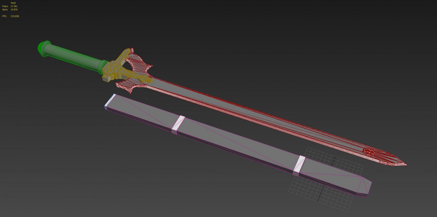 kirito swords sword art online Grátis Modelo 3D in Melee 3DExport