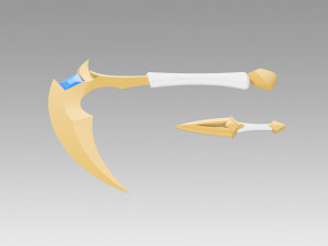 league of legends akali double sickle cosplay prop Model Cetak 3D