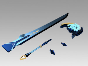 genshin impact diluc razor noelle beidou whiteblind claymores 3D-Druckmodell