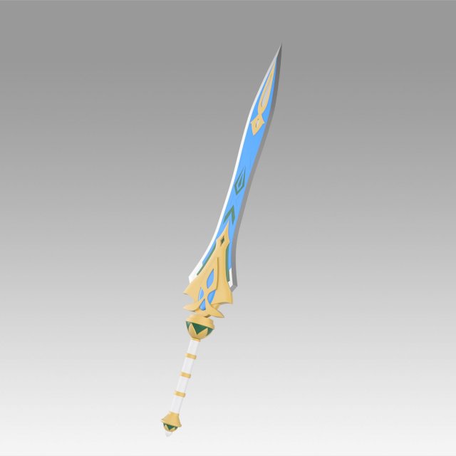 Genshin Impact Makhaira Aquamarine Cosplay Weapon Prop 3D Принт Модель .c4d .max .obj .3ds .fbx .stl .blend 