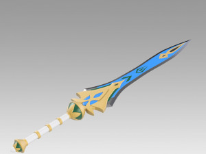 Genshin Impact Makhaira Aquamarine Cosplay Weapon Prop 3D Принт Модель