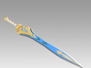 Genshin Impact Makhaira Aquamarine Cosplay Weapon Prop 3D Print Model