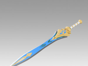 Genshin Impact Makhaira Aquamarine Cosplay Weapon Prop 3D Принт Модель