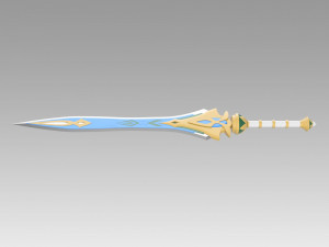 Genshin Impact Makhaira Aquamarine Cosplay Weapon Prop 3D Принт Модель
