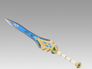 Genshin Impact Makhaira Aquamarine Cosplay Weapon Prop 3D Принт Модель