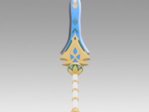 Genshin Impact Makhaira Aquamarine Cosplay Weapon Prop 3D Принт Модель