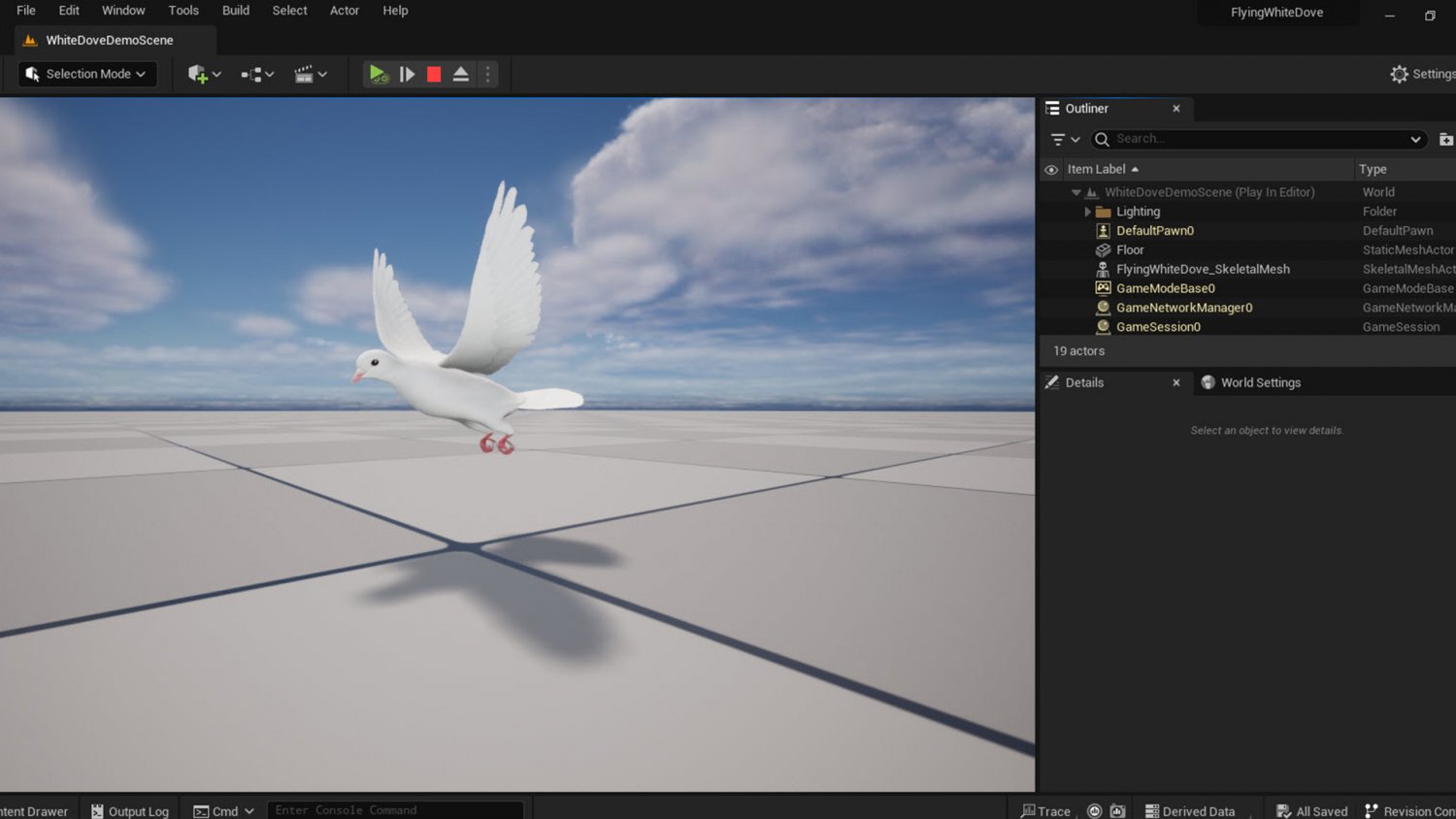 Realistic Flying White Dove- LOOP FLIGHT Animations Low-Poly 3D.