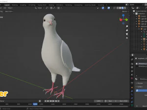 Realistic Animated White Dove Low-poly 3D Model