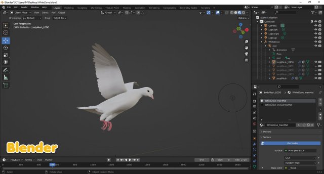 Realistic Animated White Dove Low-Poly 3D Модель In Птица 3DExport