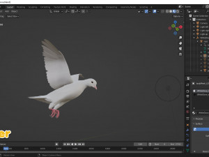 Realistic Animated White Dove Low-poly Modelo 3D