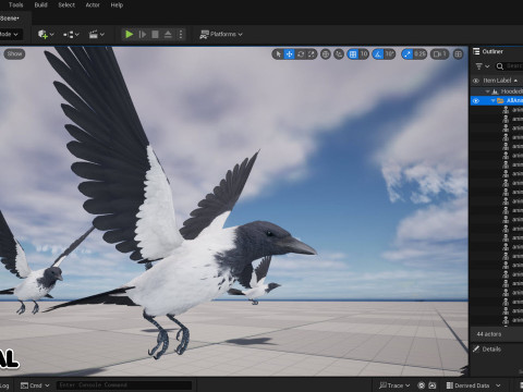 Realistic Animated Hooded Crow 3D Model