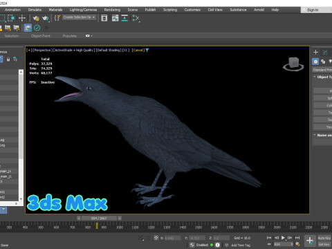Realistic Animated Carrion Crow Modello 3D