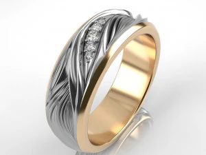 anello di moda 002 onda Modello di stampa 3D