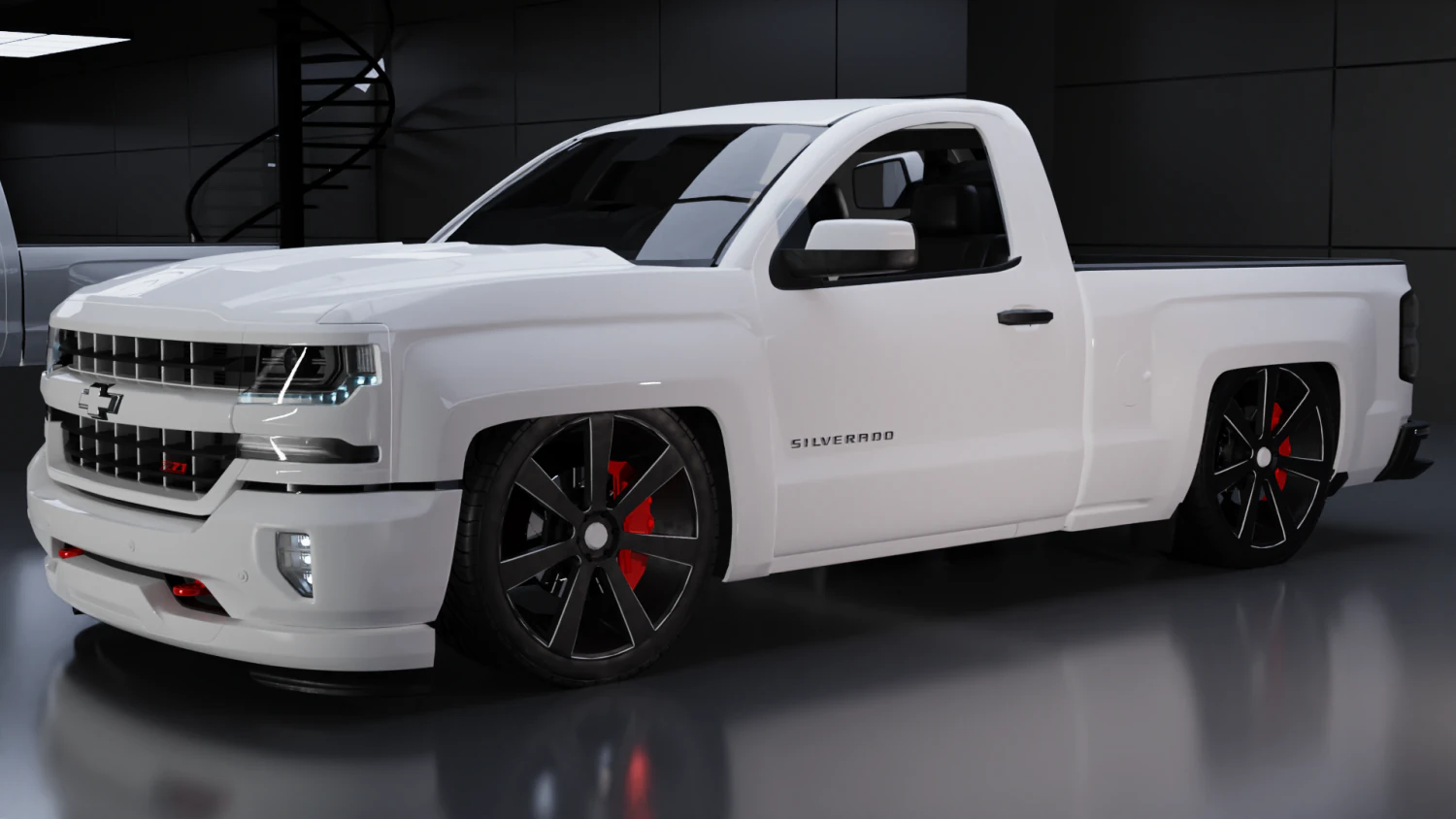 Chevrolet Silverado Z71 Single Cab Modified 3D Model .c4d .max .obj .3ds .fbx .stl .blend