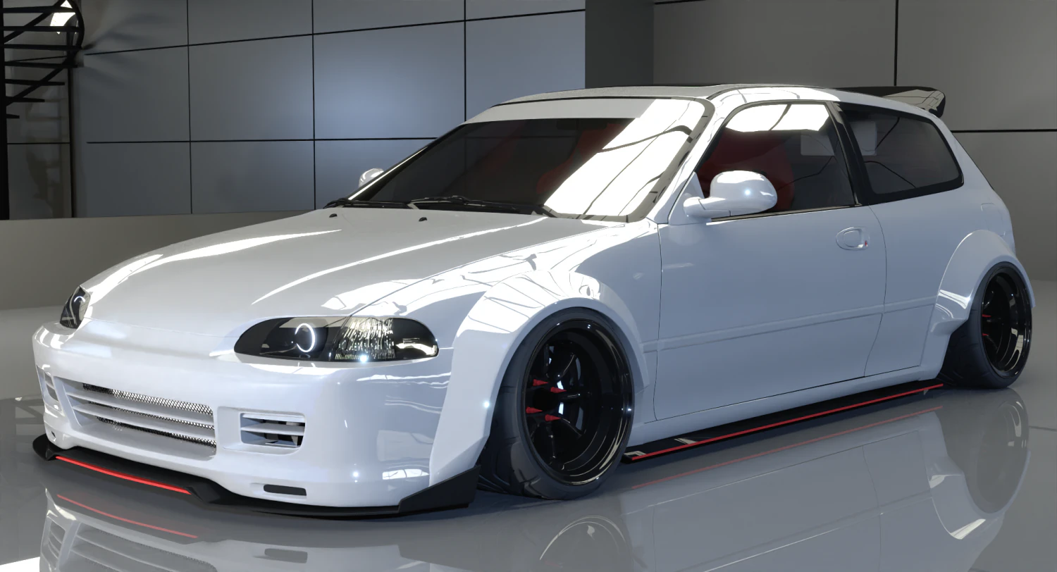 Honda Civic 98 Modified 3D Model .c4d .max .obj .3ds .fbx .stl .blend