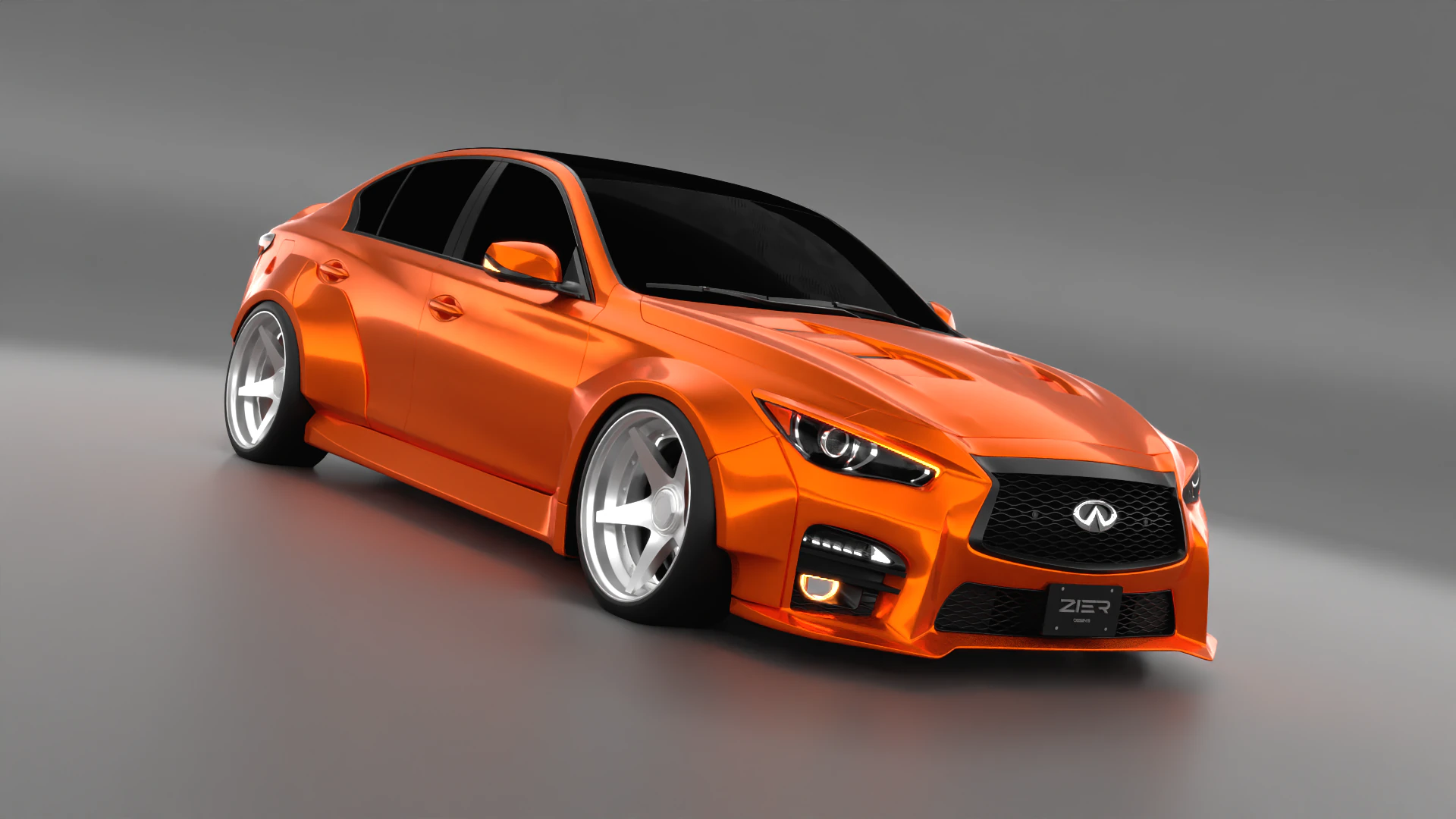 Infiniti Q50 2023 Widebody Kit 3D Model .c4d .max .obj .3ds .fbx .stl .blend 