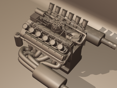 Jaguar XJ13 V12 Engine 3D Model