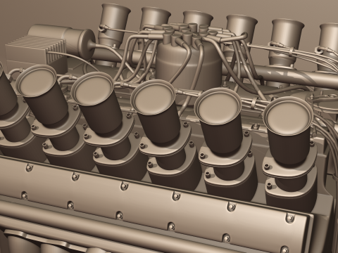 Jaguar XJ13 V12 Engine 3D Model