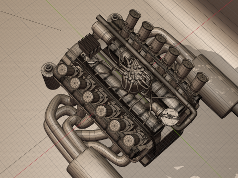 Jaguar XJ13 V12 Engine 3D Model