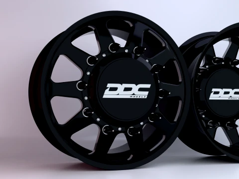 DDC The Ten Black Milled Super Single Dually Wheels 3D Model