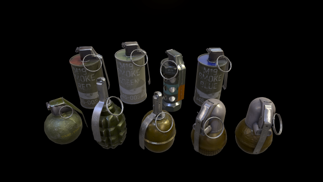 grenades pack 3D Modell .c4d .max .obj .3ds .fbx .stl .blend 