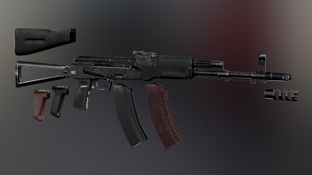 ak74 Model 3D .c4d .max .obj .3ds .fbx .stl .blend 
