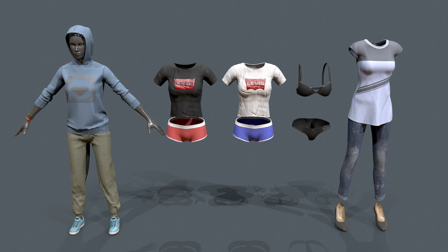 female clothes pack 3D Model .c4d .max .obj .3ds .fbx .stl .blend 