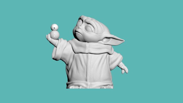 baby yoda with a snowman 3D 打印模型 .c4d .max .obj .3ds .fbx .stl .blend 