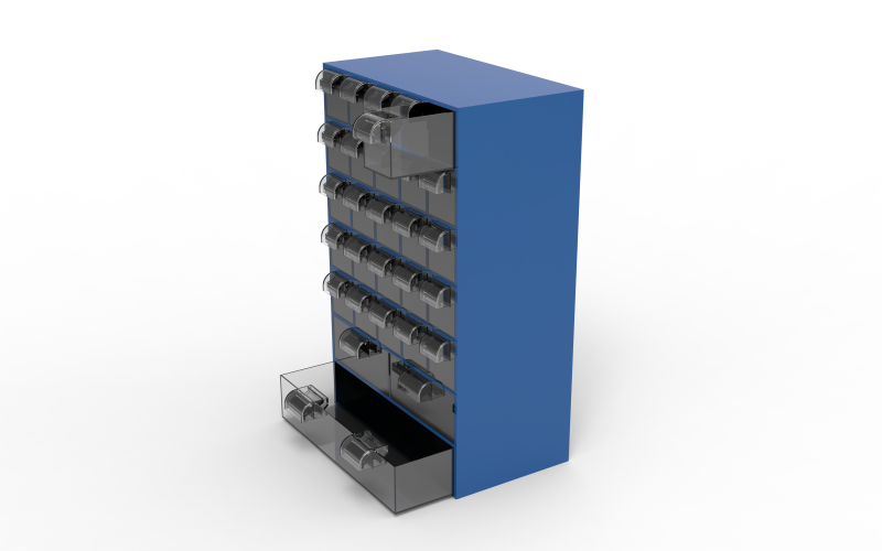 Custom Storage Cupboard with Locking Drawers 3D प्रिंट मॉडल .c4d .max .obj .3ds .fbx .stl .blend